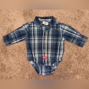 Wrangler Blue and Yellow Plaid Infant Button Up Onesie